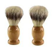 Wood Handled Badger Hair Shaving Brush, 2-Pack Aeorsol-Free Shaving Cream