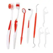 8 Dental Care Tooth Brush Kit Floss Stain Tongue Picks Teeth Denticlean