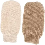 VALICLUD 2PCS Durable Exfoliating Body Bath Gloves Jute Scrub Mitts for Deep Cleansing Dead Skin Removal Skin Friendly Material for Shower Use Unisex Design