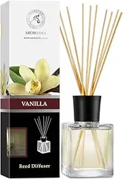 Reed Diffuser with Natural Essential Oil Vanilla 200ml - Scented Reed Diffuser - Gift Set with Bamboo Sticks - Best for Aromatherapy - SPA - Home - Office - Fitness Club