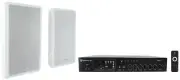 Rockville Commercial 70v Amplifier+Slim White Restaurant/Bar/Cafe Wall Speakers