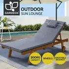 Gardeon Sun Lounge Wooden Lounger Day Bed Wheel Patio Outdoor Setting Furniture