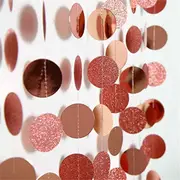 Catzon Glitter Rose Gold Circle Dots Garland Party Decoration Backdrop Background Decor for Wedding Birthday Baby Shower