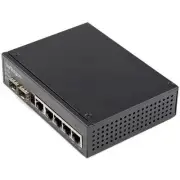 StarTech Industrial 6 Port Gigabit Ethernet Switch 4 PoE RJ45 +2 SFP Slots 30W