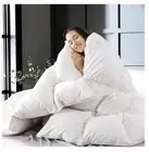 WhatsBedding White King Size Feather Comforter,Filled with Feather and Down, ...