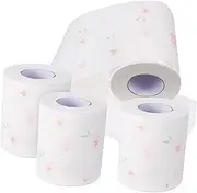 LOEFLIFA 4 Rolls Decorative Floral Toilet Paper Soft Highly Absorbent Bath Tissue for Home Office Travel Safe for Septic Systems and Skin Lightweight Bathroom Supplies