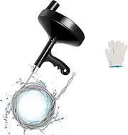 Plumbing Snake Sink Drain Auger, 23 Ft Drain Clog Remover Pipe Snake, Professional drain Cleaner For Bathtub Drain, Kitchen Sink, Sewer, With Gloves (Black)