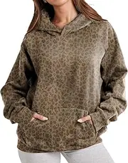 [ACCPUR] Leopard Print Hoodies for Women Oversized Cheetah Hooded Sweatshirt 2000s Graphic Pullover Tops Y2k Boyfriend Hoodie