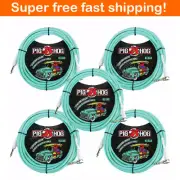 5 Pack Pig Hog 20' Right Angle Vintage Woven Instrument Guitar Cable 20ft Foot