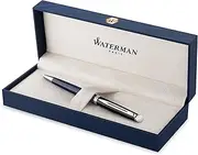 Waterman Hémisphère Ballpoint Pen | Black & Blue Lacquer with Palladium Coated Trim | Medium Point | Blue Ink | Gift Box