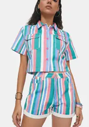 [dELiA*s by Dolls Kill] Out Of Bounds Striped Shorts