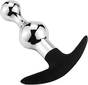 Beauty7 Upgraded Metal Silicone Hybrid Beaded Butt Plug Wearable Anus Vaginal Wand Flexible Anchor Shaped Handle End Odorless Warm Chill Stimulation Men Women Masturbation Outdoor Fetish Sex Toy