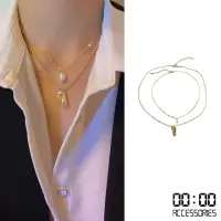 在飛比找momo購物網優惠-【00:00】韓國設計多層次疊戴珍珠金屬片造型2件項鍊套組(