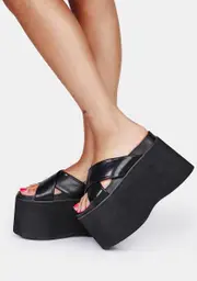 [Lemon Drop by Privileged] Black Tanner Platform Sandals