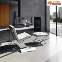 在飛比找露天拍賣優惠-吉諾威巴塞隆納椅別墅極簡真皮休閒椅網紅沙發椅設計師單人椅