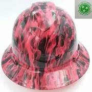 Hard Hat FULL BRIM custom hydro dipped , OSHA , WICKED FIRE HI VIS PINK WOW