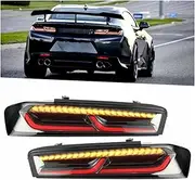 1 Pair Full LED Dynamic Tail Lights Assembly Smoked Lens IP67 Compatible With Camaro 2016 2017 2018 Car LED Taillight