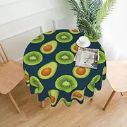 Avocado Tablecloth Round Table Cloth 60 Inch Waterproof Party Table Covers for Picnic Kitchen Outdoor Blue