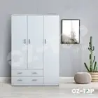 3 Doors Wardrobe Cabinet Unit Bedroom Clothes Storage Organiser Cupboard White