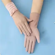 [LEIXIUSM] Summer Gloves Women's Long Thin Driving and Cycling Lace Touch Screen Elastic Ice Silk Gloves