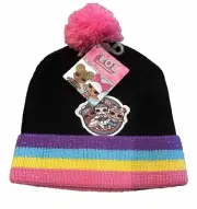 LOL Surprise Beanie Girl Knit Hat Black Pink Blue Yellow Purple Pom Pom OSFM NEW