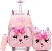 [Oruiji] Backpack with Wheels for Girls Rolling Backpack for Kids 8-12 Rolling Backpack for School Girls