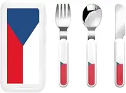 Flag Of The Czech Republic 3 Piece Set For Camping Stainless Steel Flatware, Spoon, Fork, Knife, Ideal For Outdoor
