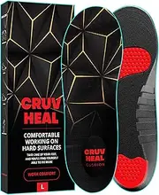 [CRUVHEAL] (New) Work Pro Comfort Insoles - Shock Absorption - Low Arch - Cushioning Anti Fatigue Shoe Insert Men Women - Non-Slip - Soft Comfortable Work Boot Insoles - Foot Pain Relief (L, Black)