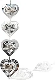 WEZCHUGHAOL Heart Metal Wind Spinners for Outdoor Garden Decor - Wind Sculptures for Yard, Patio, and Farm - Bird Wind Catchers for Avian Deterrence and Decorative Enhancement