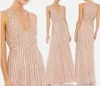 Mac Duggal Sequined Sleeveless Plunge Neck Flowy Gown Style 93570 SZ 4 NEW! $598