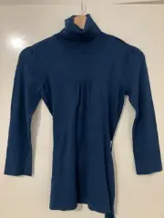 Portmans Womens Sweater Jumper Size XSmall BLUE Knit Long Sleeve Turtle Neck