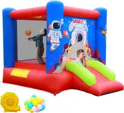 Inflatable Bounce House Jumping Castle Slide with Blower, Kids Bouncer with Bask