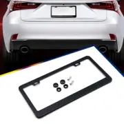 Carbon Fiber Car License Plate Frame Tag Cover & 2 Screw Caps Accessories Black (for: MG)