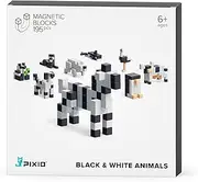 PIXIO Black & White Animals Story Series 195pcs Magnetic Blocks Set with Interactive Application, Stress Relief Building Blocks, Pixel Art Animal Figures Desk Toys