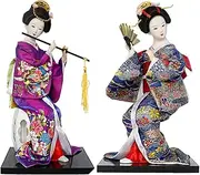 A Set of 2 Japanese Geisha Kimono Doll -Geisha Doll- 12 Inch, Asian Kimono Doll Collectible Figurine Decoration Gift,#020,30cm/4197 (Color : #029, Size : 30cm)