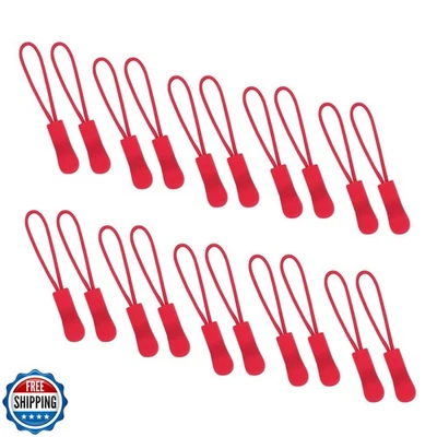 JOSDIOX 20Pcs Light Red Replacement Zipper Pull Cord Extenders - Universal fo