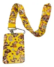 Chipmunk Cartoon Chip and Dale Colorful ID Holder Lanyard Keychain
