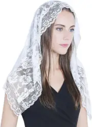 Lace Mantilla Catholic Chapel Veil Head Covering for Church Latin Mass