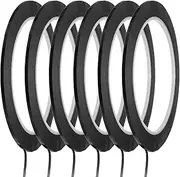 uxcell Whiteboard Tape 2mm Self Adhesive Graphic Chart Line Tape 66 Meters Grid Marking Stickers for Pinstripe Dry Erase Board Scrapbooking DIY Art Crafts, Black, Pack of 6