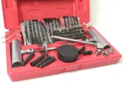 50Pc Road Side Punctured Auto Tire Patch Repair Tool Kit W/ Case Plug Patch