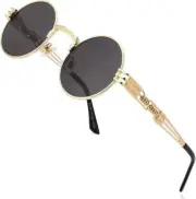 AIEYEZO Round Steampunk Sunglasses, Circle Lennon Glasses, UV-Blocking