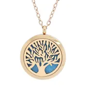 Tree of Life Aromatherapy Essential Oil Diffuser Necklace - Rose Gold Plate - Free Chain - Mothers Day Gift Idea