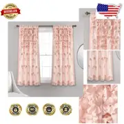 Stylish Light Filtering Curtain Panel with Handmade Bows - 54" x 63" in Blush
