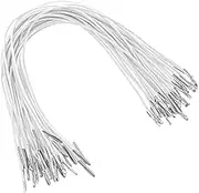 30pcs Elastic Cords with Metal Ends Soft Stretch Band Loop Round String Barbed Cords Thread String Extender Strap for Mask Hats DIY Signs and Badges Making Book Binding Hanging Party（White）