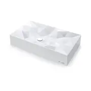 STERNHAGEN Kristall Sani-Quartz Bathroom Basin - Geometric - Above Counter Top - 715 x 415mm Satin White