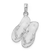 Sterling Silver De-Ani Rhodium-Plated Polished And Textured Key West Flip Flops Pendant