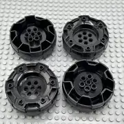 LEGO Vehicle Wheel - Black - Hard Plastic Treaded w/ 7 Pin Holes & 6 Bar Holes
