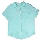Self by Self Esteem Relaxed Fit Button Front Short Sleeve Juniors Top NWT