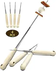 Atigrado 4 Pcs 32 inch Marshmallow Roasting Sticks - Stainless Steel Smores Sticks for Fire Pit Long - Heavy Duty Hot Dog Sticks for Campfire, Extendable Camping Skewers for S'Mores
