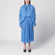 [Balenciaga] Midi dress with bow and blue print 36 FR Blue